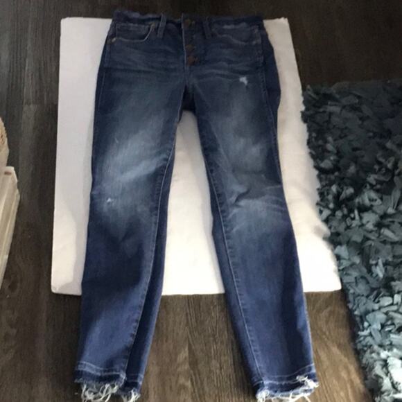 Madewell 10” Button Fly Front High RIse Blue Skinny Jeans 25 Preppy Casual Boho - Picture 4 of 16